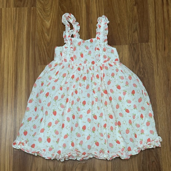 Girls Sleeveless Strawberry Summer Dress - Picture 1 of 4